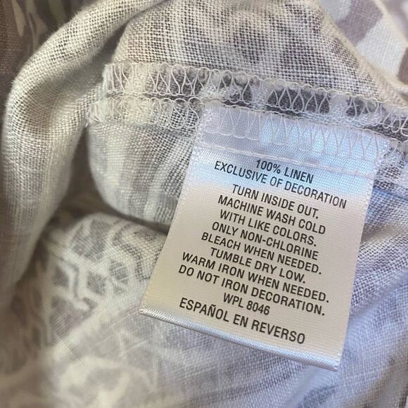 JM Collection white and dusty purple 3/4 sleeve linen top size small - Picture 8 of 8